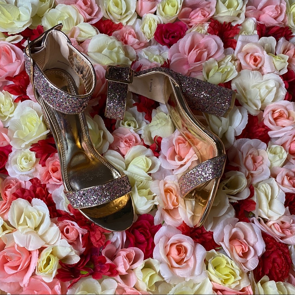 Pink & Rosegold Sparkly Chunky Heel